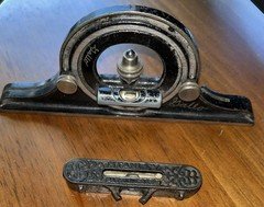 Ornate Stanley Cast Iron  Line Level and Machinist Bubble Level Protractor Head