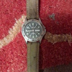Orvis Men's Quartz Analog Watch Black Dial Date 50m Green Strap