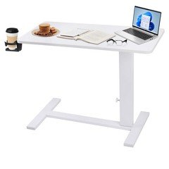 Overbed Bedside Table with Wheels Adjustable Hospital Home Use Bed Laptop Table