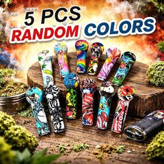 ( Pack of 5 )Silicone Smoking Hand Pipe with Metal Bowl &Cap Lid Pocket Pipe