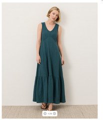 PACT Organic Coastal Double Gauze Beach To Brunch Maxi Dress Deep Aqua