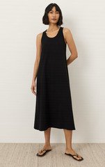 PACT Organic Fit & Flare Relaxed Tank Dress Black Color New
