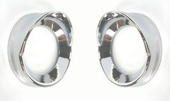Pair Chrome Gauge Cover w/ Visor/Hood, 2-5/16" Bezel, for Kenworth W900 T600