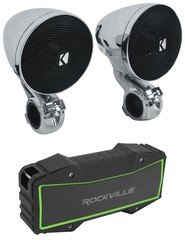 Pair Kicker 47PSM34 3" PSM Motorcycle/ATV Handlebar Speakers + Bluetooth Speaker
