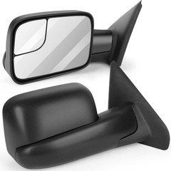 Pair Towing Mirrors Left Right Manual Black Non-Heated for 02-08 Dodge Ram 1500
