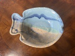 Palms Up Pottery Fish Bowl Dish Ceramic Studio Art Coastal Ocean Beach Decor