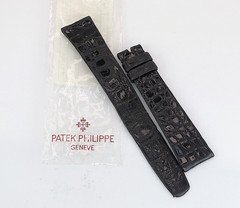 Patek Philippe 3919 Calatrava 18mm x 14mm Shiny Black Alligator Watch Strap Band