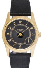 Patek Philippe 5000 Calatrava 18k Yellow Gold Black Dial 33mm Watch 5000J