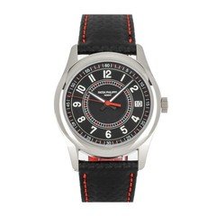 Patek Philippe Calatrava Date White Gold Auto 40mm Carbon Motif Watch 6007G-010