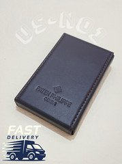 PATEK PHILIPPE Calatrava Flap Card Holder Blue Leather Card Case NOS Rare PATEK PHILIPPE Calatrava Flap Card Holder Blue Leather Card Case NOS Rare