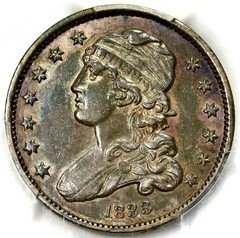 🔥💧🦅❤️🤍💙PCGS AU53 1833 B1 CAPPED BUST QUARTER