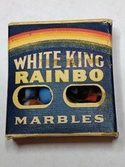 Peltier Marble Box With 9 Peltier Rainbow Marbles. 2.25 X 2.50 Inch Box. 
