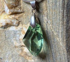 Pendant Charm Made W/ Swarovski Galactic Peridot Crystal  