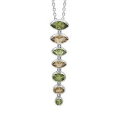 Peridot & Citrine Statement Pendant Necklace 925 Silver Gift for Her