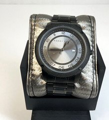 Perry Ellis Men's Quartz Watch Black Stainless Bracelet Silver/Gray Dial 50m