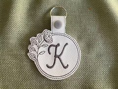 Personalized Keychain/Initial K/Gray/Fob/Charm