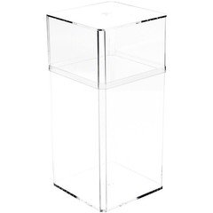 Pioneer Plastics Clear Tall Rectangular Container, 3.75" W x 3.75" D x 8.25" H