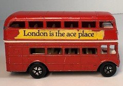 Playart DOUBLE DECKER BUS Red Diecast 1/64 Scale Made in Hong Kong VTG London