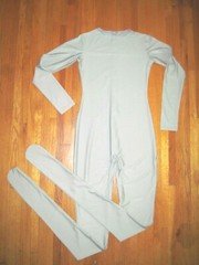 Plus Size Shiny Gray Long Sleeve Crew Neck Footed Unitard Jumpsuit 2XL-16-18 New