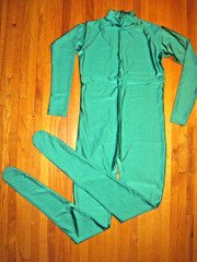 Plus Size Shiny Green Long Sleeve T Neck Footed Unitard Jumpsuit 2XL-16-18 New