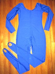 Plus Size Shiny Royal Long Sleeve Spandex Stirrup Foot Unitard Size 2XL-16+ New