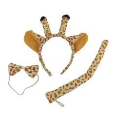 Plush Giraffe Costume Set w/ Ear Headband, Tail, & Bowtie