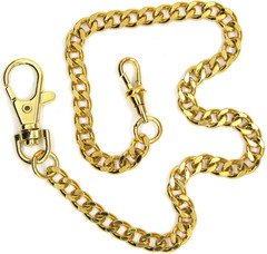 Pocket Watch Chain - Albert Chain - Gold Color - High Polish Brass Curb Link