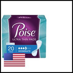 Poise Ultra Thin Incontinence Pads Moderate Absorbency Regular Unscented 80