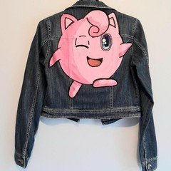 Pokemon denim jacket.  blue Jigglypuff design on back. Size: M