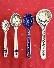Polish Pottery Spoons ~ Lot of 4
