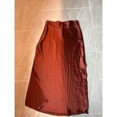 Polly’s Women Rust Color Silk Maxi Skirt With A Slit Size 2