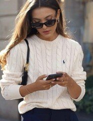 Polo Ralph Lauren Women’s Cotton Cable Knit Crew Neck Sweater White Size M NWT