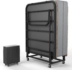 Portable Folding Bed Memory with Foam Mattress Rollaway Cot Guest Bed Daybed