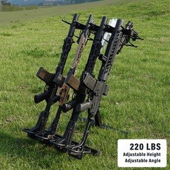 Portable Folding Gun Rack Storage Stand 4 Rifles 7 Pistols For Shooting Hunting
