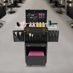 Portable Rolling Makeup Stylist Makeup Train Hair Salon Case Clipper Trimmer Box