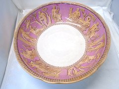 Portland Furnivals England Greek Theme Decorated 16" Large Bowl Pink / Tan
