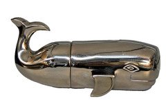 Pottery Barn Art Deco Whale Cocktail Drink Shaker Polished Mirror Finish