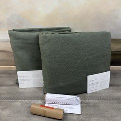 Pottery Barn Belgian Flax Linen Blackout Curtains Drapes 50”x96” Cypress Set/2