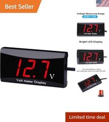 Precision DC Voltage Meter - LED Display for Cars and Motorcycles, Compact Size