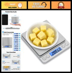 Precision Digital Pocket Scale 500g x 0.01g, Mini Stainless Steel Weighing Scale