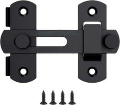 Premium Barn Door Lock- Heavy Duty 180 Degree Flip Sliding Latch Lock Black