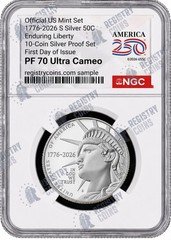 Presale 2026 S Silver Enduring Liberty 50C NGC PF70 UCameo First Day Issue ,2830