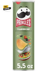 Pringles 7-Layer Dip Potato Crisps Chips, Lunch Snacks, 5.5 oz Canister