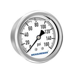 Professional 2-1/2" Stainless Steel Pressure Gauge, 0-160psi, Back Mount Design
