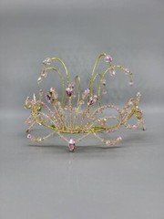 Professional Ballet Tiara Headpiece Pink Gold Sugar Plum Fairy Dew Drop Crystals