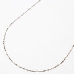 Pt850 Solid Platinum 0.8mm Thin 2-Sided Curb Link Chain Necklace 15.75" MIJapan