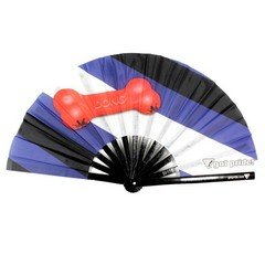 Pup Pride Dong Large Bamboo Folding Clack Hand Fan for Raves Festivals LGBT