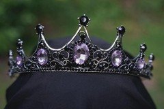 Purple Crystal Tiara Bridal Goth Black Crown Birthday Wedding Gift Diadem