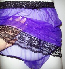 PURPLE Sheer Nylon SLIP & PANTY COMBO MEN WOMEN * 36-46 Waist Slip Length 22"