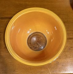 Pyrex 401 Milk Glass Mixing Bowl, Primary Colors Red/Yellow, MCM 8.5in